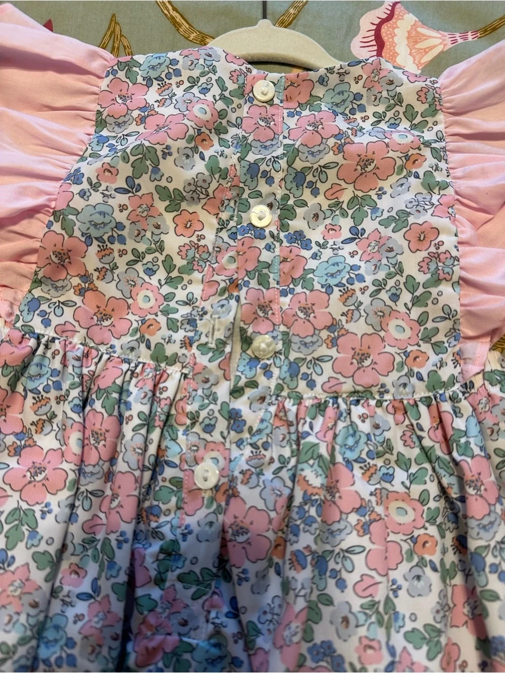 Girls 2T pink floral ruffle dress with side bows